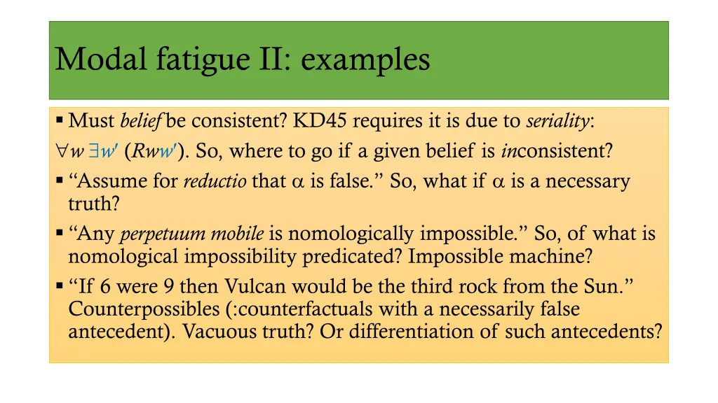 modal fatigue ii examples