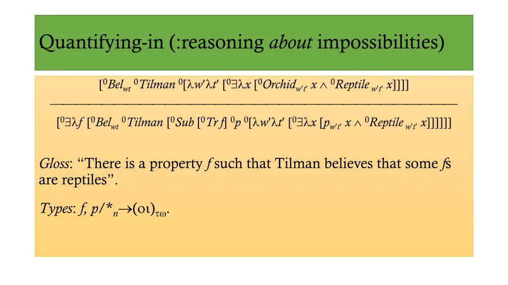 quantifying in reasoning about impossibilities