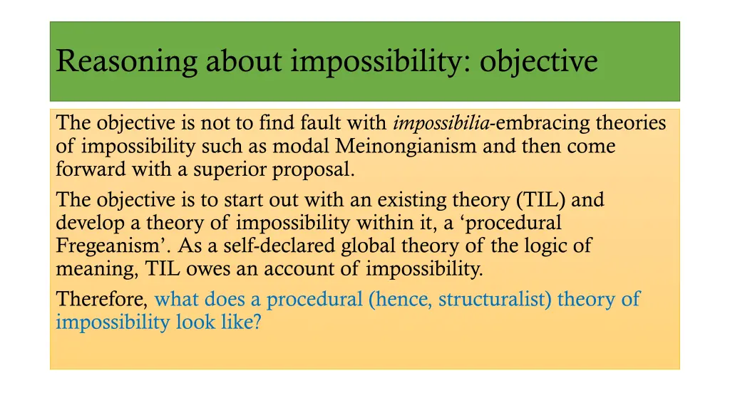 reasoning about impossibility objective