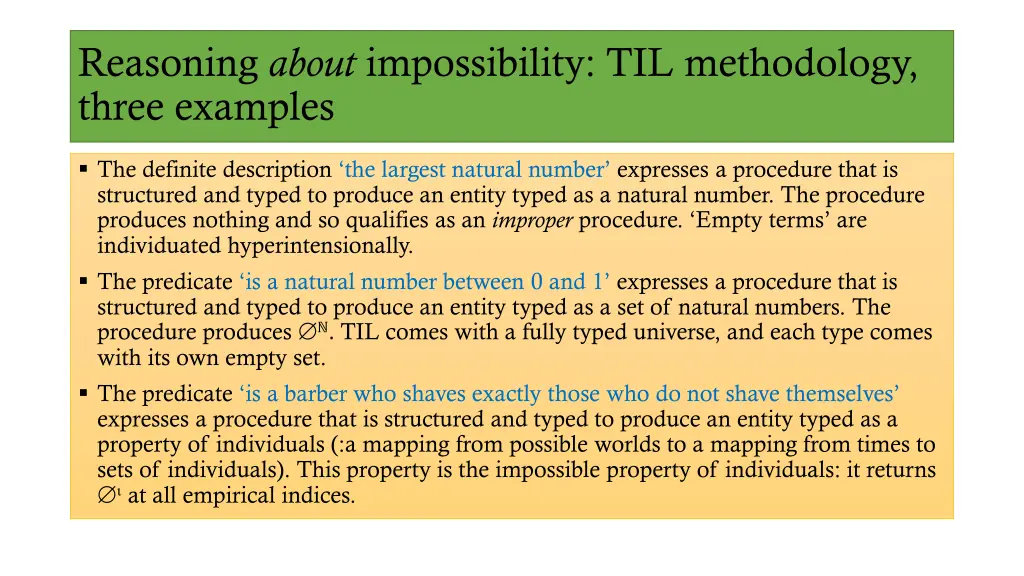 reasoning about impossibility til methodology 1