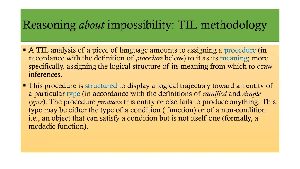 reasoning about impossibility til methodology