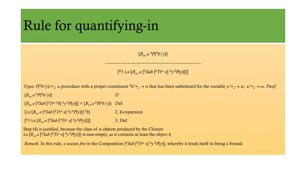 rule for quantifying in