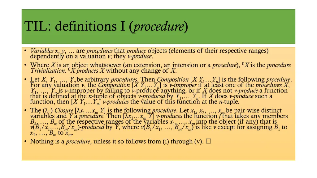 til definitions i procedure