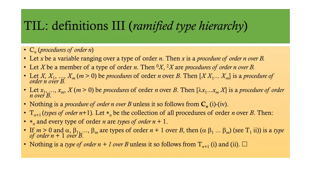 til definitions iii ramified type hierarchy