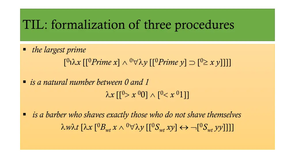 til formalization of three procedures