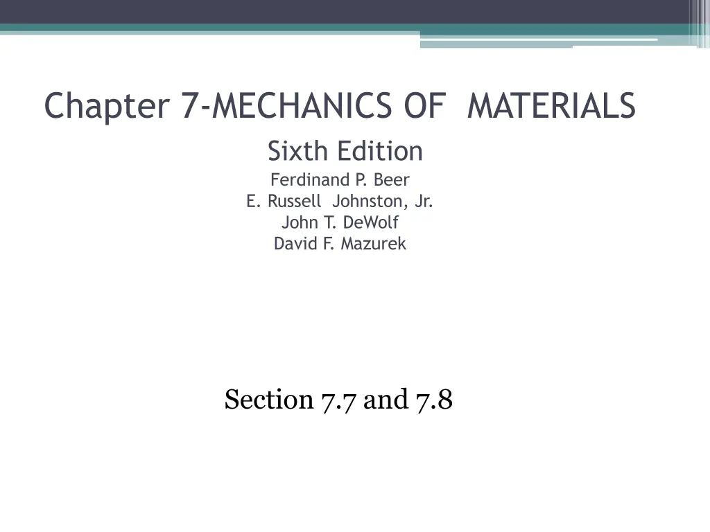 chapter 7 mechanics of materials sixth edition