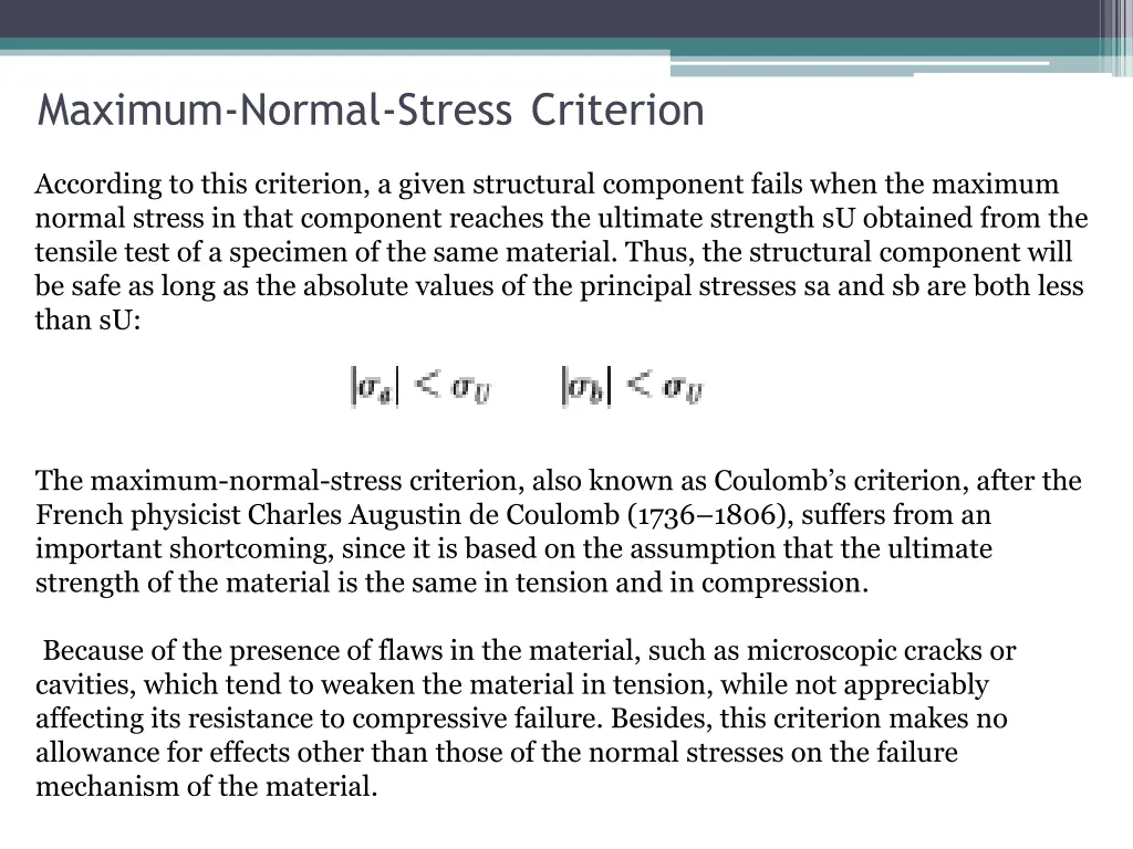 maximum normal stress criterion