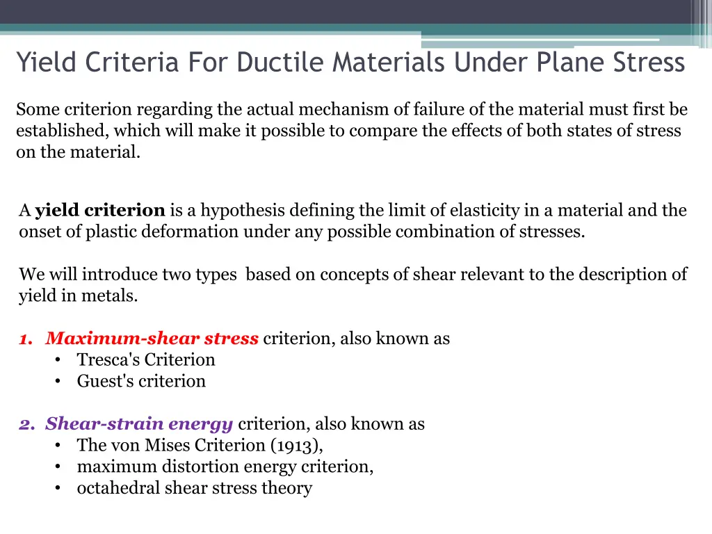 yield criteria for ductile materials under plane 2