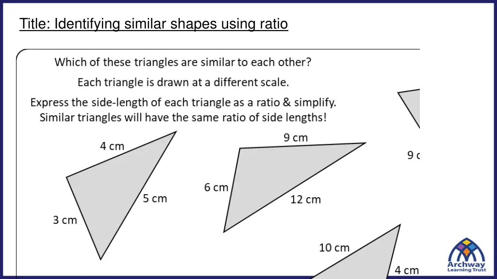 title identifying similar shapes using ratio
