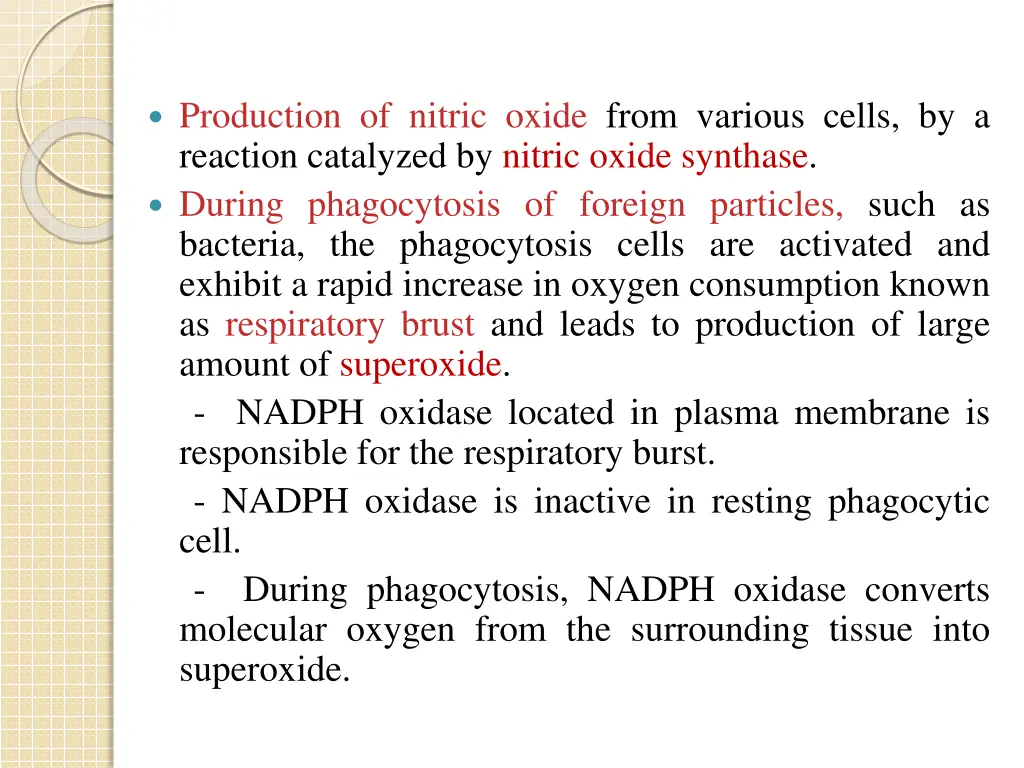 production of nitric oxide from various cells
