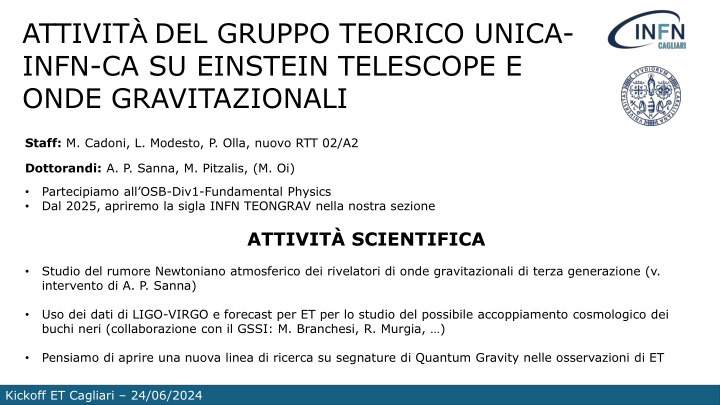 attivit del gruppo teorico unica infn