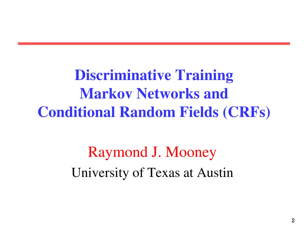 discriminative training markov networks