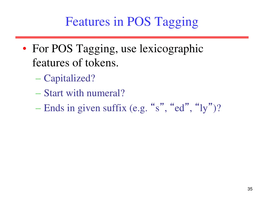 features in pos tagging