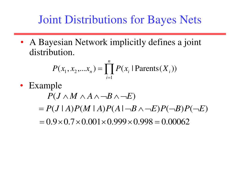 joint distributions for bayes nets