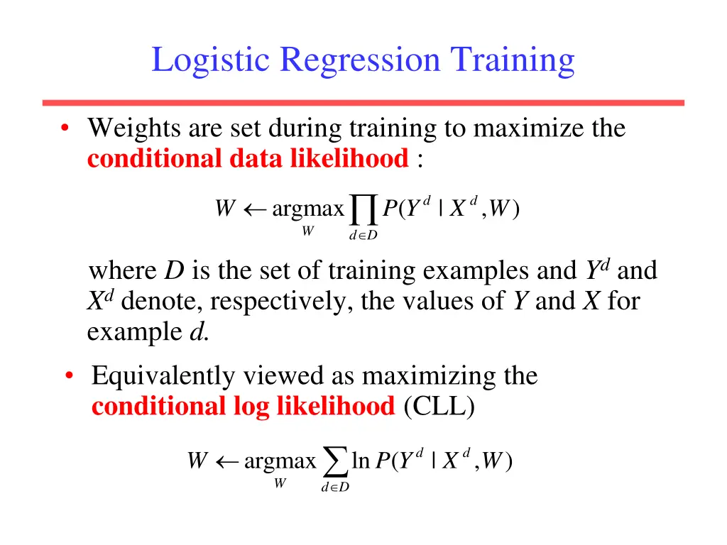 logistic regression training