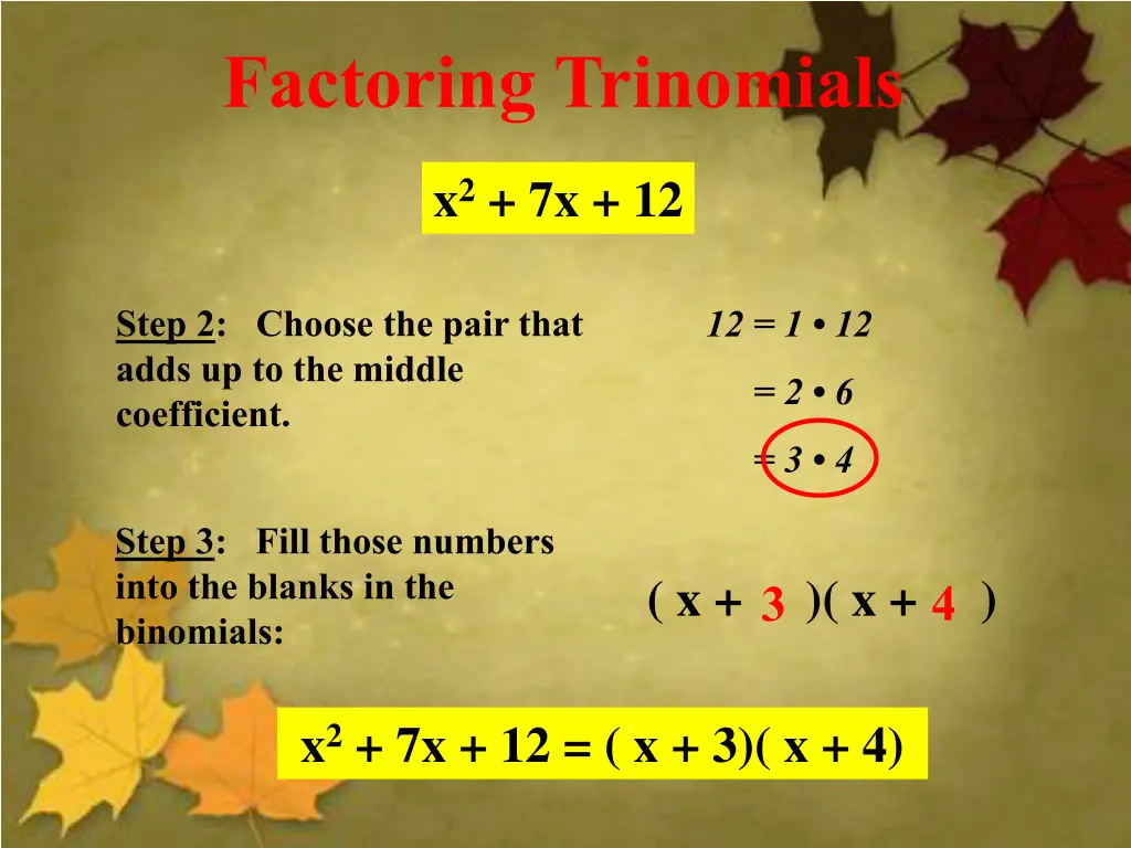 factoring trinomials 2