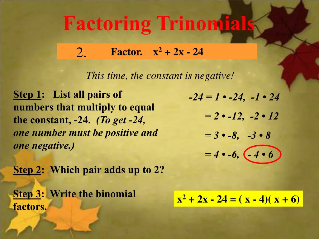 factoring trinomials 3
