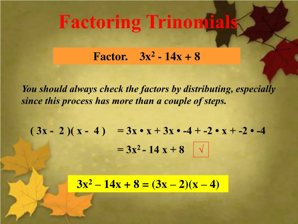 factoring trinomials 6