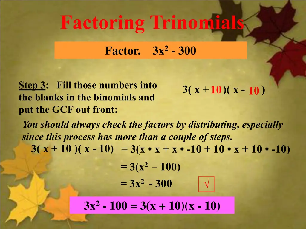 factoring trinomials 8