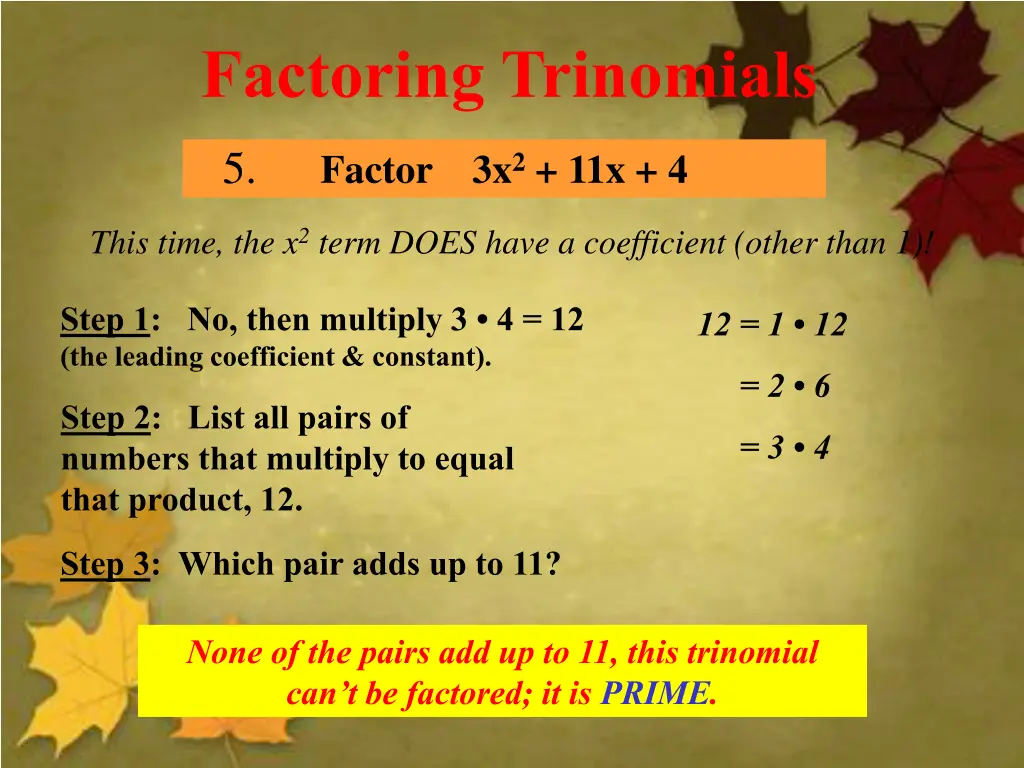 factoring trinomials 9