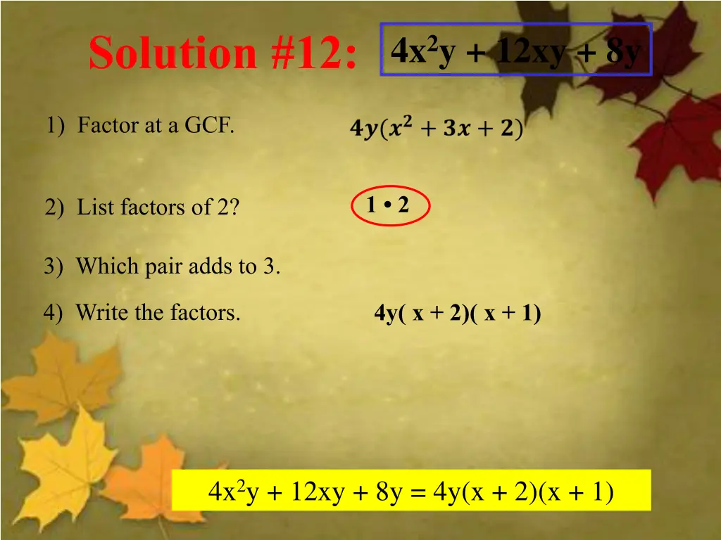 solution 12 4x 2 y 12xy 8y