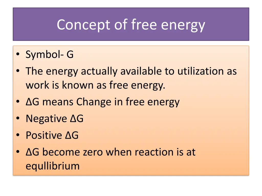 concept of free energy