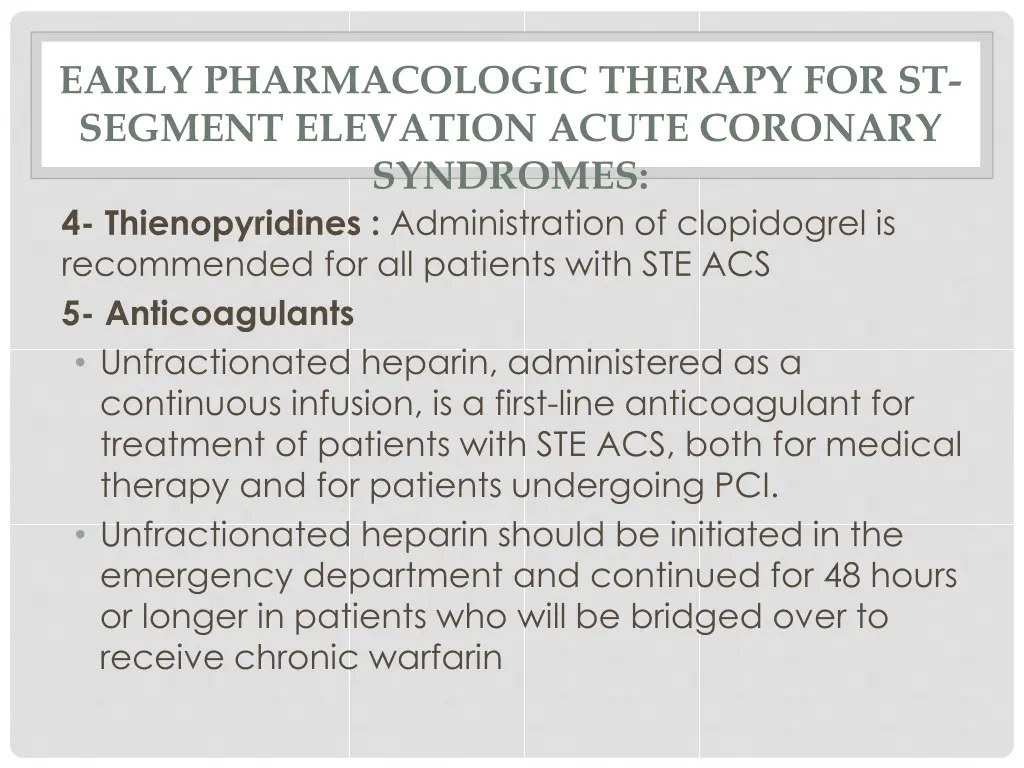 early pharmacologic therapy for st segment 2