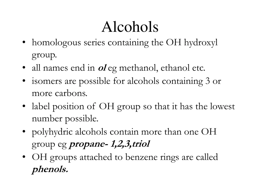 alcohols