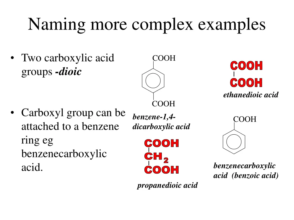 naming more complex examples