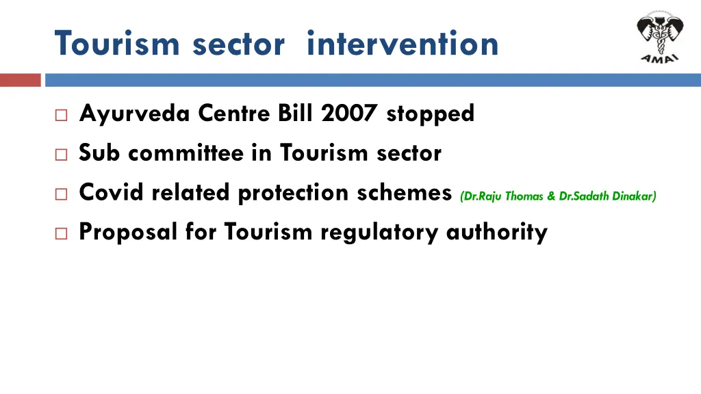 tourism sector intervention