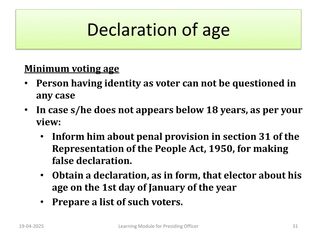 declaration of age