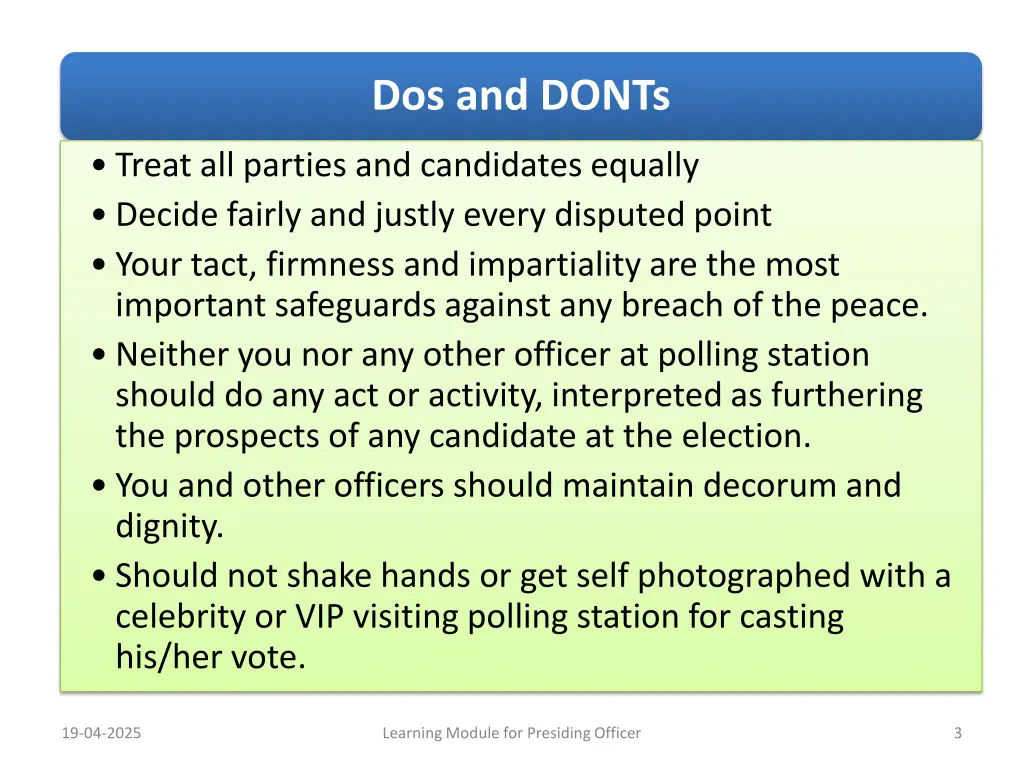 dos and donts