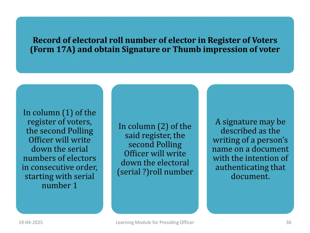 record of electoral roll number of elector