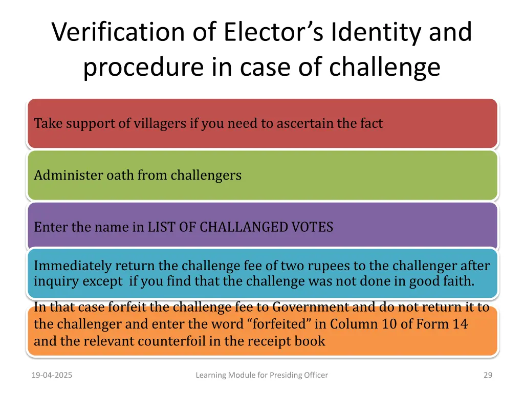 verification of elector s identity and procedure