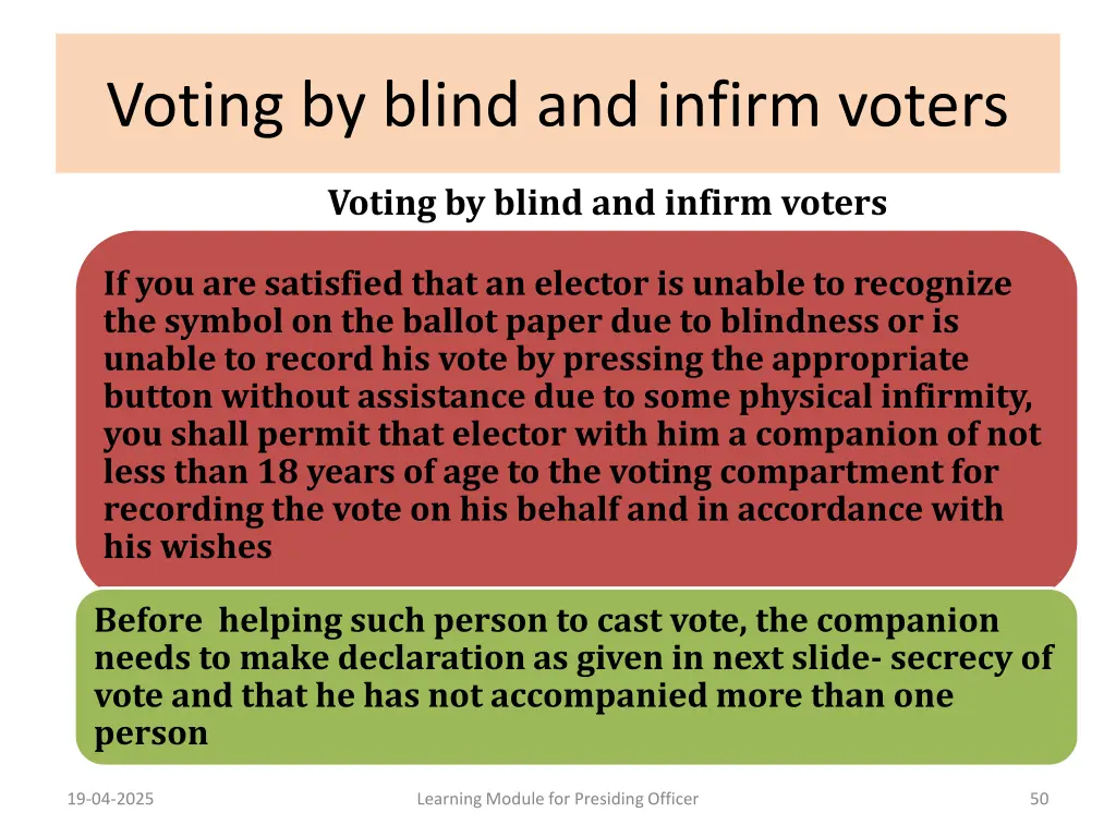 voting by blind and infirm voters