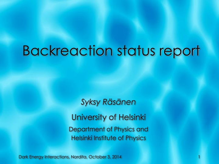 backreaction status report