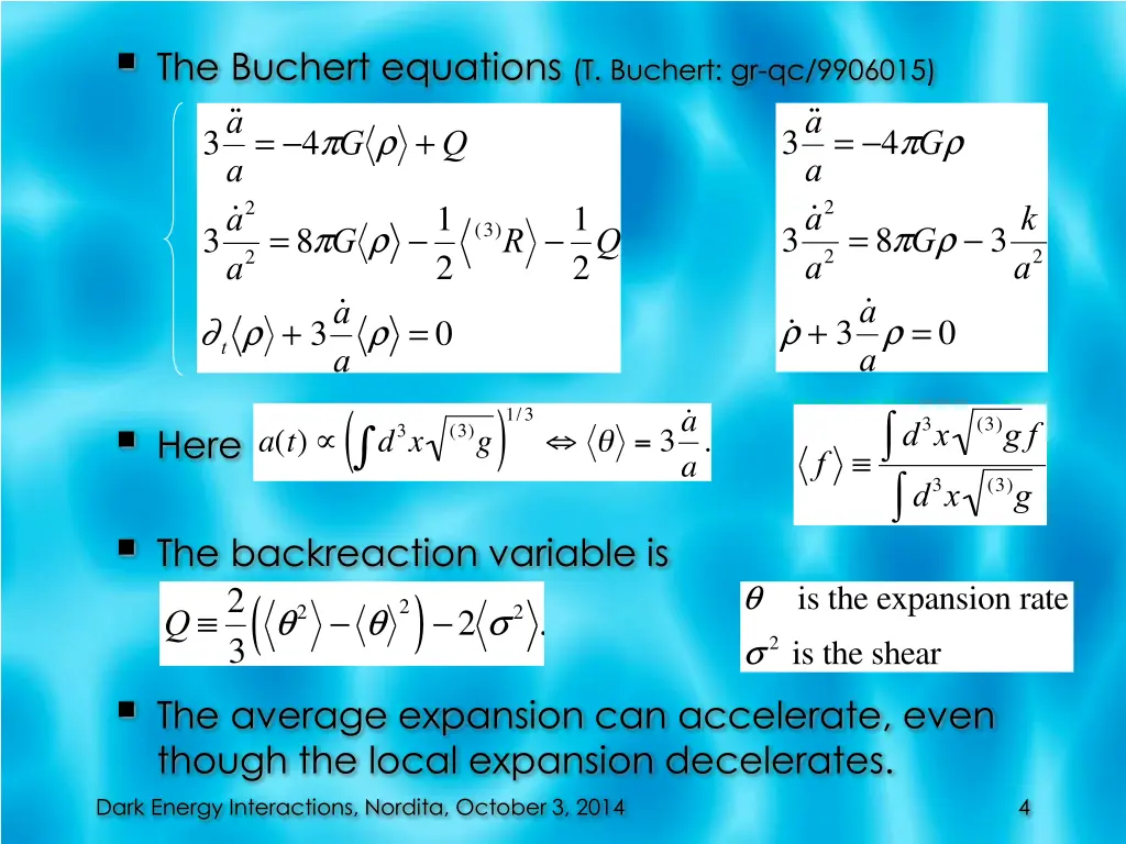 the buchert equations t buchert gr qc 9906015