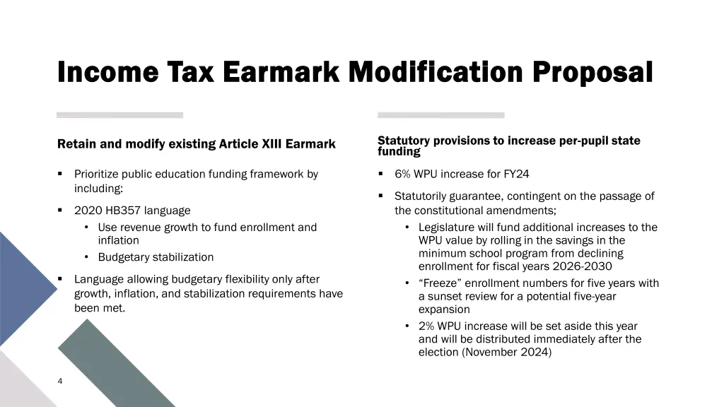 income tax earmark modification proposal income