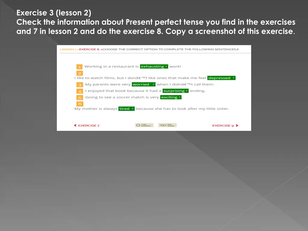 exercise 3 lesson 2 check the information about