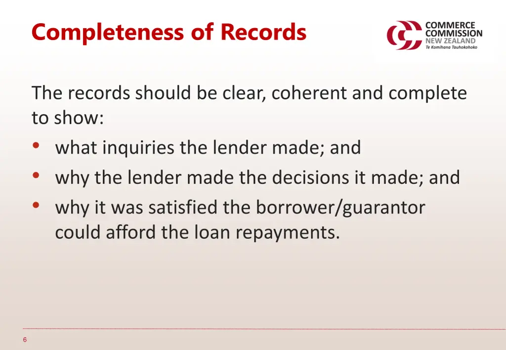 completeness of records