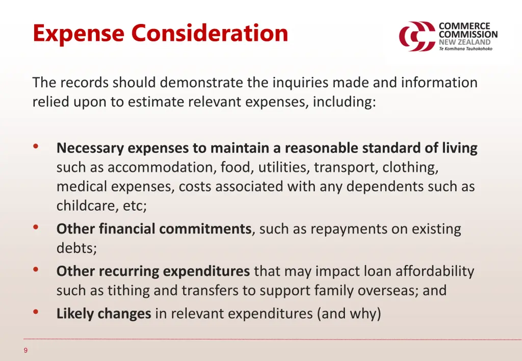 expense consideration