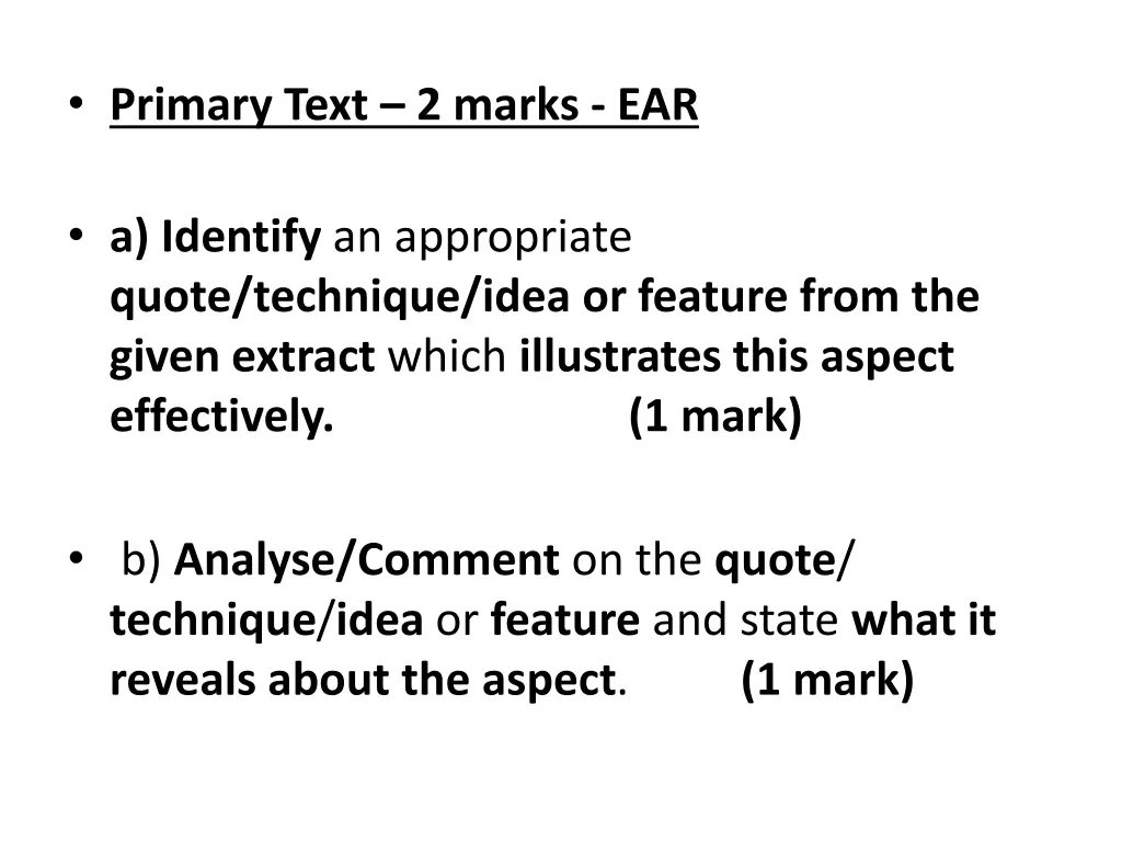primary text 2 marks ear