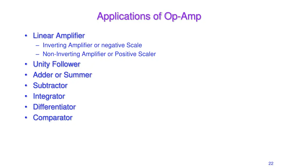 applications of op amp