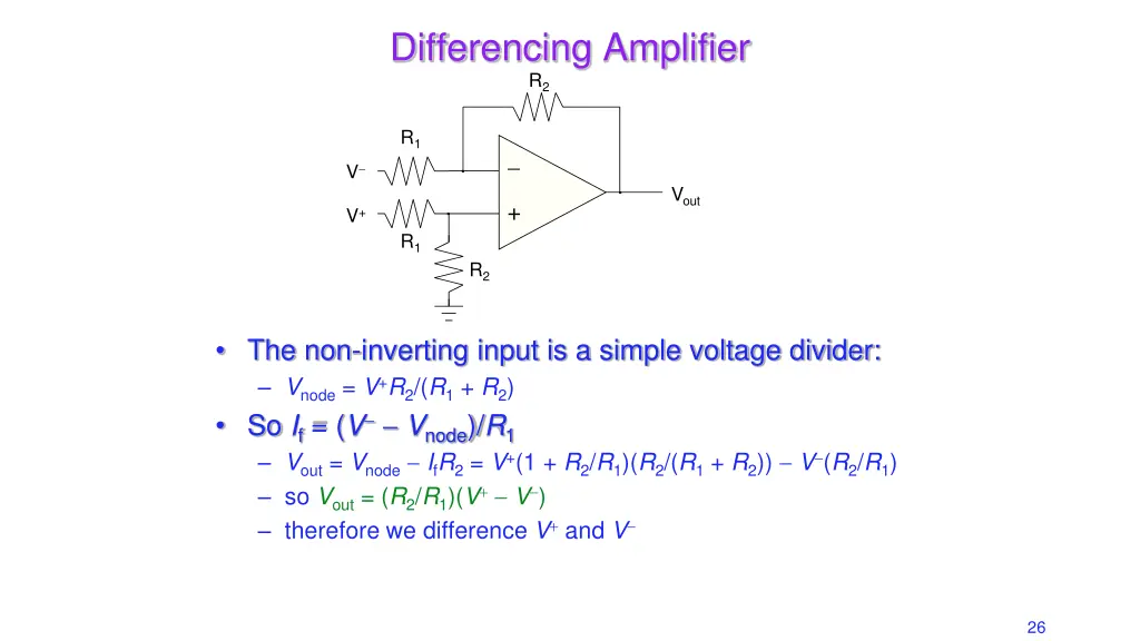 differencing amplifier r 2