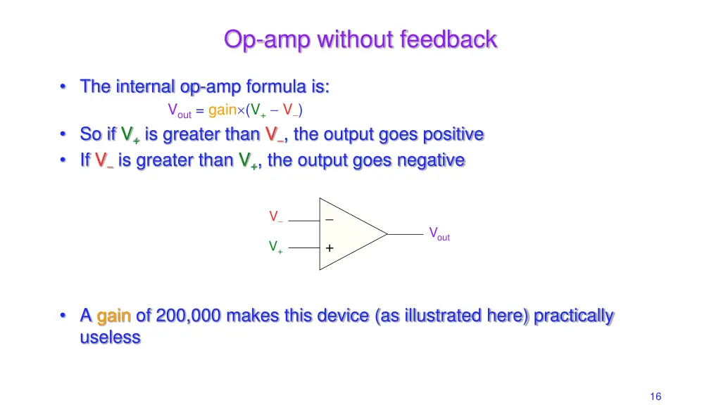 op amp without feedback