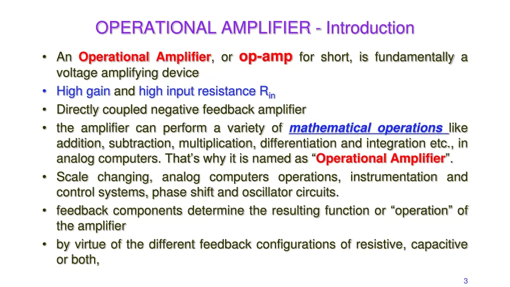 operational amplifier introduction