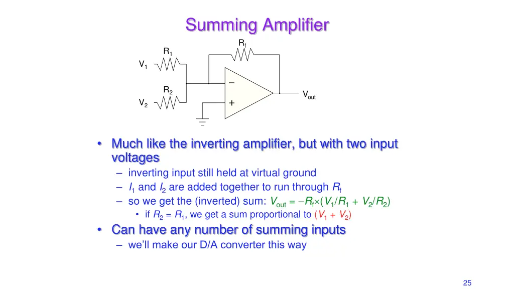 summing amplifier r f