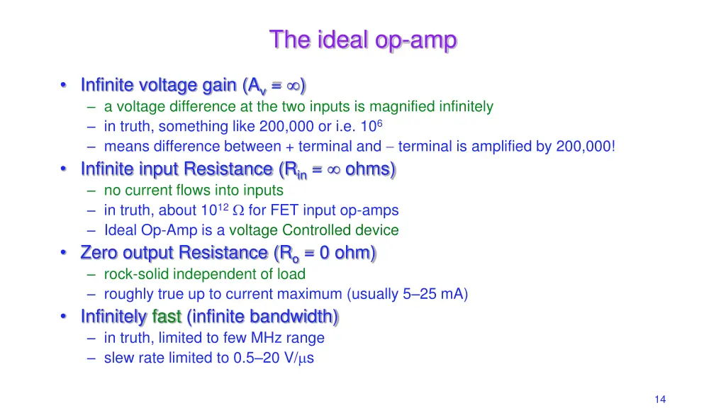 the ideal op amp