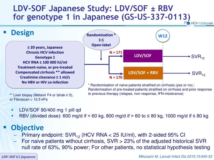ldv sof japanese study ldv sof rbv for genotype