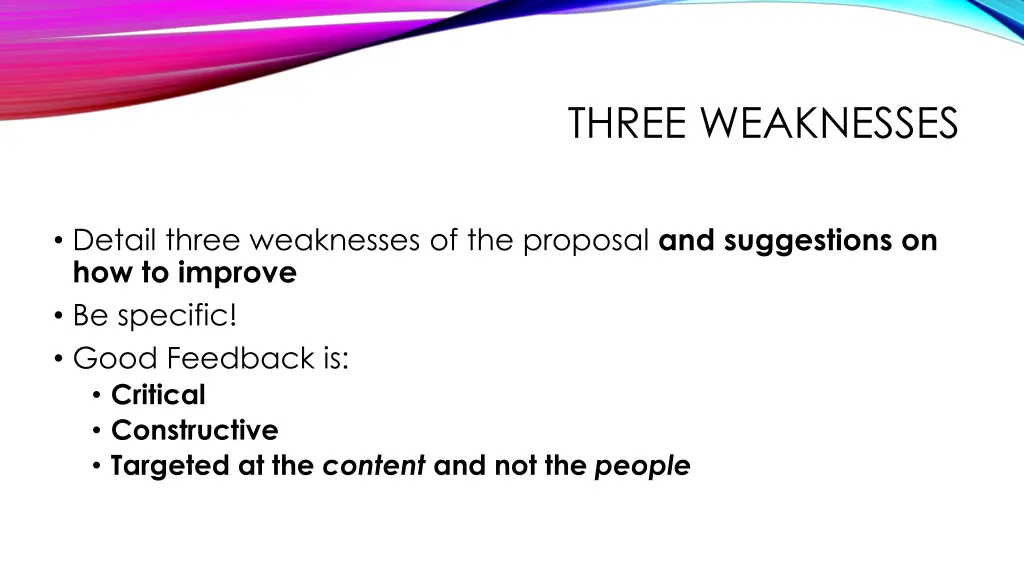 three weaknesses